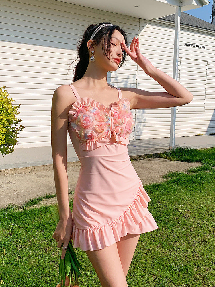 frill flower one-piece