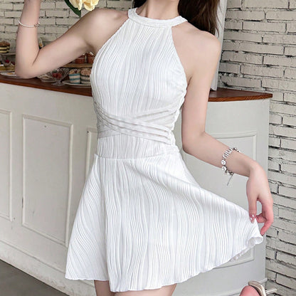 white halterneck one-piece