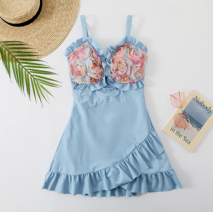 frill flower one-piece